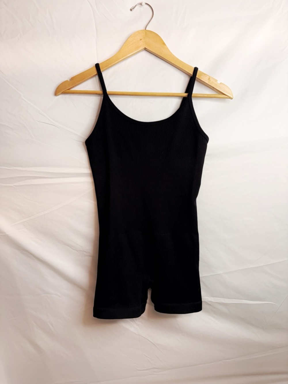 Amazon Black Ribbed Tank Romper with Slim Straps